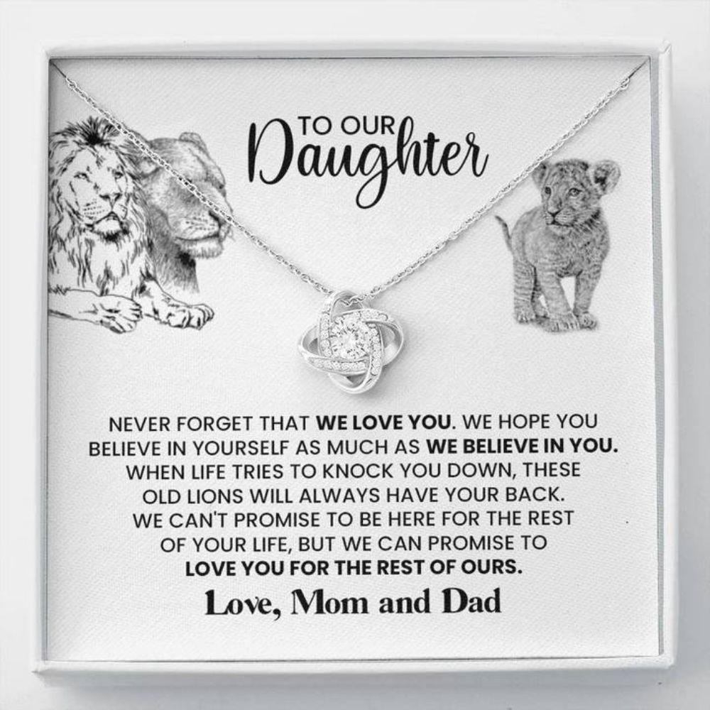 Daughter Necklace, To Our Daughter "These Old Lions" Love Knot Necklace Gift From Dad