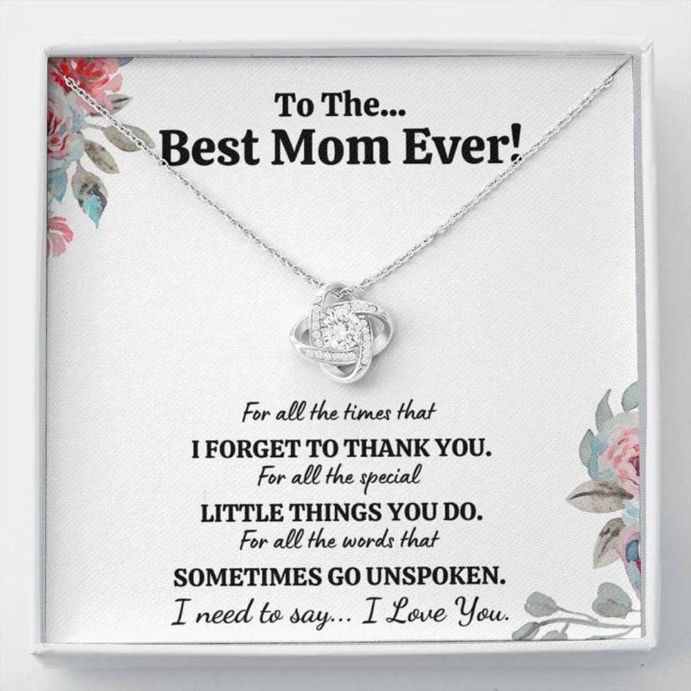 Mom Necklace, To The Best Mom Ever "For All" Love Knot Necklace Gift