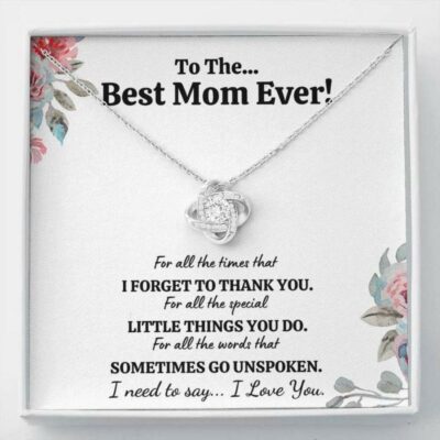 Mom Necklace, To The Best Mom Ever “For All” Love Knot Necklace Gift