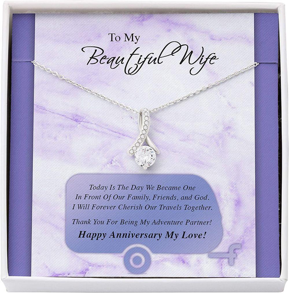 Wife Necklace Gift For Her From Husband, Love Wedding Marry Forever Cherish Together Necklace