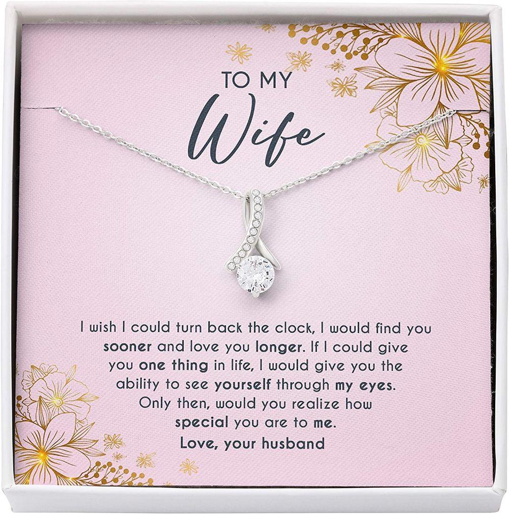 Wife Necklace Gift For Her, Turn Back Clock Find Sooner Love Longer Special Necklace