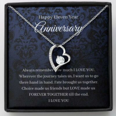 Wife Necklace, 11th Wedding Anniversary Necklace Gift For Wife Steel Eleventh Anniversary
