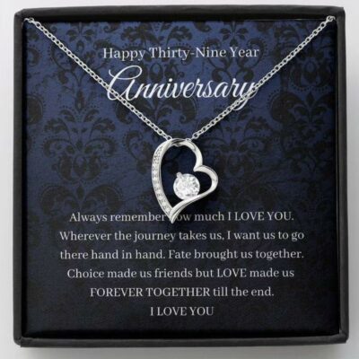 Wife Necklace, 39th Wedding Anniversary Necklace Gift For Wife Laughter Anniversary Thirty Ninth 39 Year