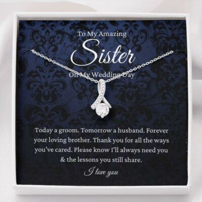 Sister Necklace, Sister Of The Groom Necklace Gift From Groom, Brother To Sister Wedding Gift