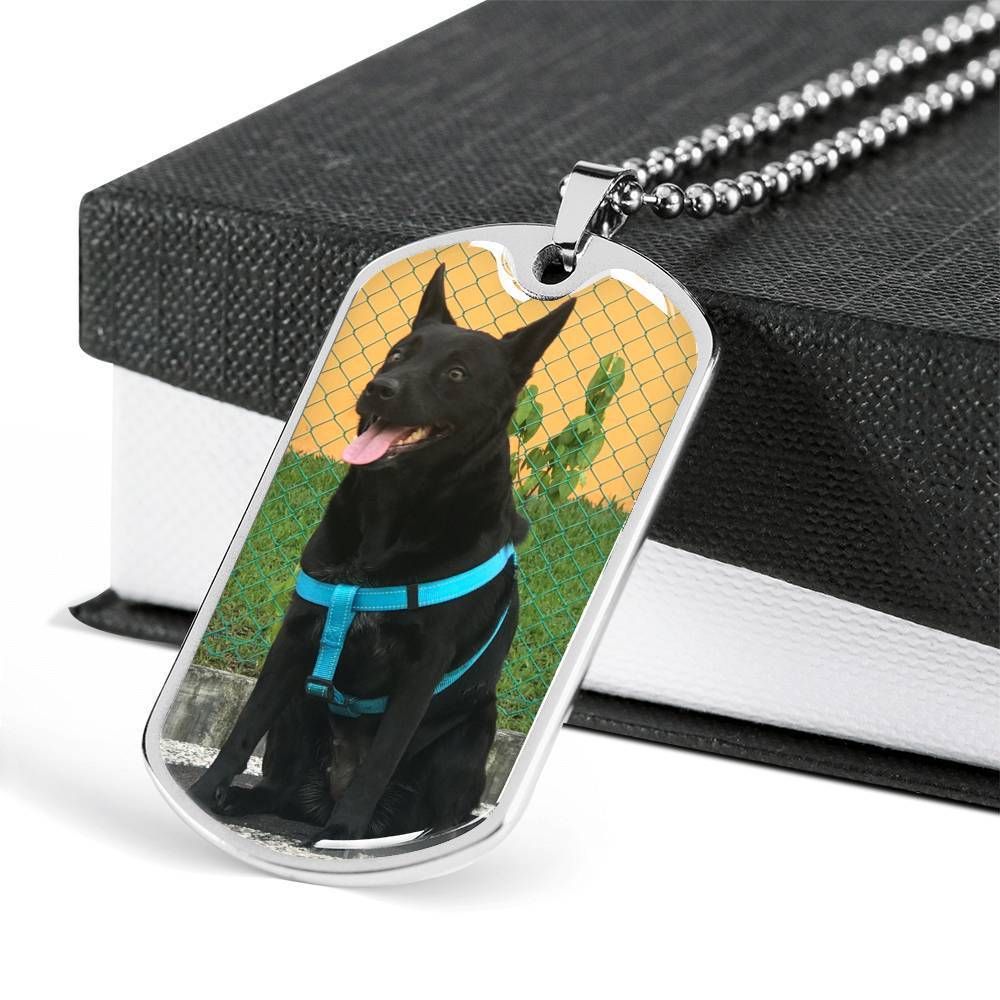 Dad Dog Tag Father's Day Gift, Custom Black Dog Dog Tag Military Chain Necklace For Dog Lovers Dog Tag