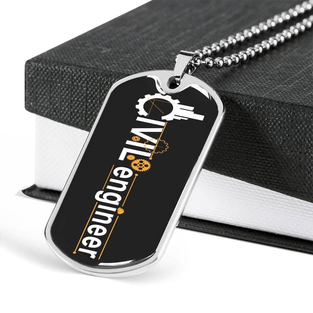 Dad Dog Tag Father's Day Gift, Custom Civil Engineer Dog Tag Military Chain Necklace Gift For Men Dog Tag