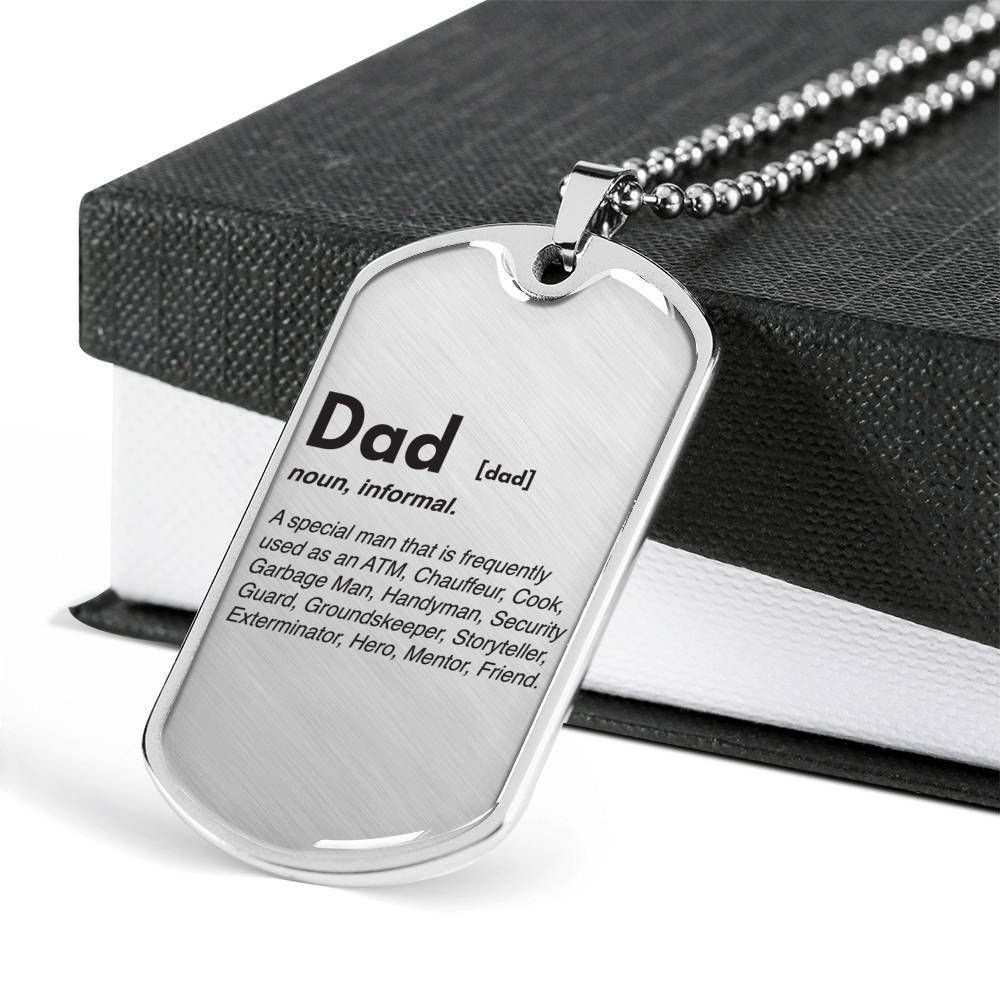 Dad Dog Tag Father's Day Gift, Custom Dad Definition Dog Tag Military Chain Necklace For Men Dog Tag