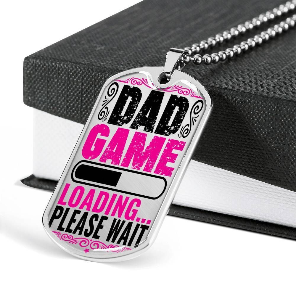 Dad Dog Tag Father's Day Gift, Custom Dad Game Loading Please Wait Dog Tag Military Chain Necklace For Dad Dog Tag