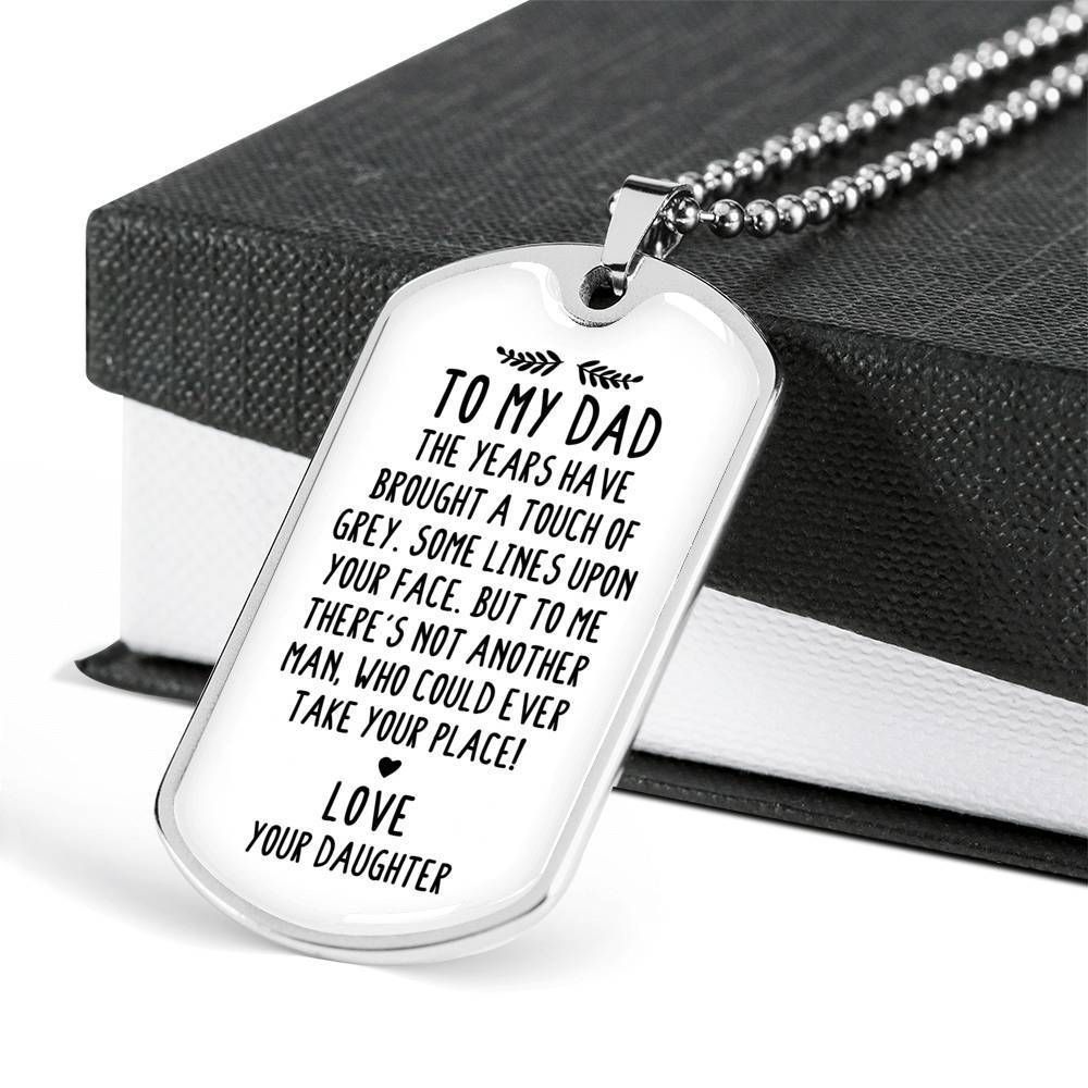 Dad Dog Tag Father's Day Gift, Custom Daughter Giving Dad Love You Dog Tag Military Chain Necklace Dog Tag