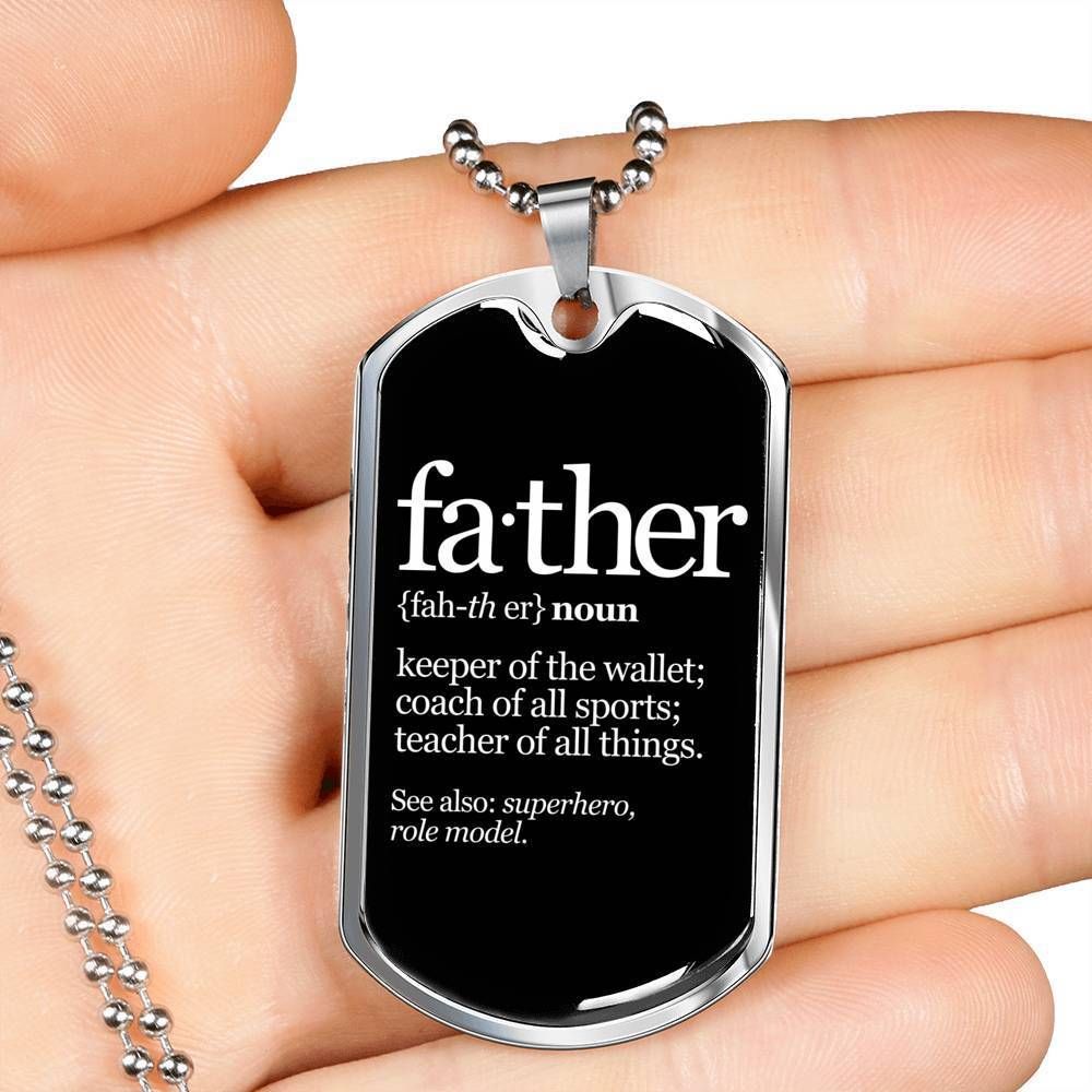 Dad Dog Tag Father's Day Gift, Custom Dog Tag Military Chain Necklace For Father Dog Tag