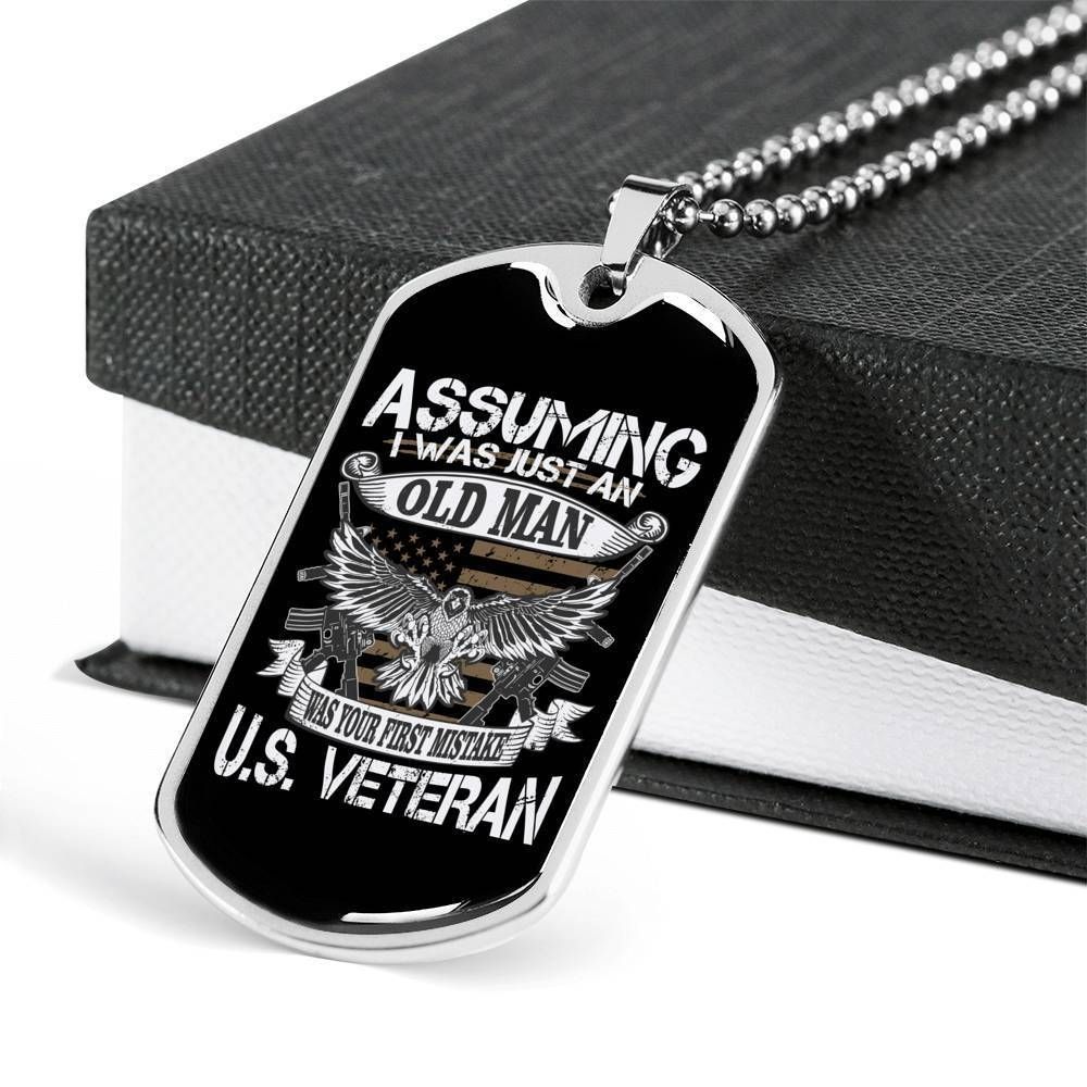 Dad Dog Tag Father's Day Gift, Custom Dog Tag Military Chain Necklace For Us Veteran Eagle Dog Tag
