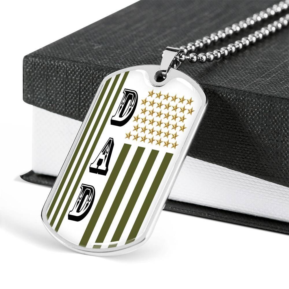 Dad Dog Tag Father's Day Gift, Custom Dog Tag Military Chain Necklace Necklace Gift For Dad Dog Tag