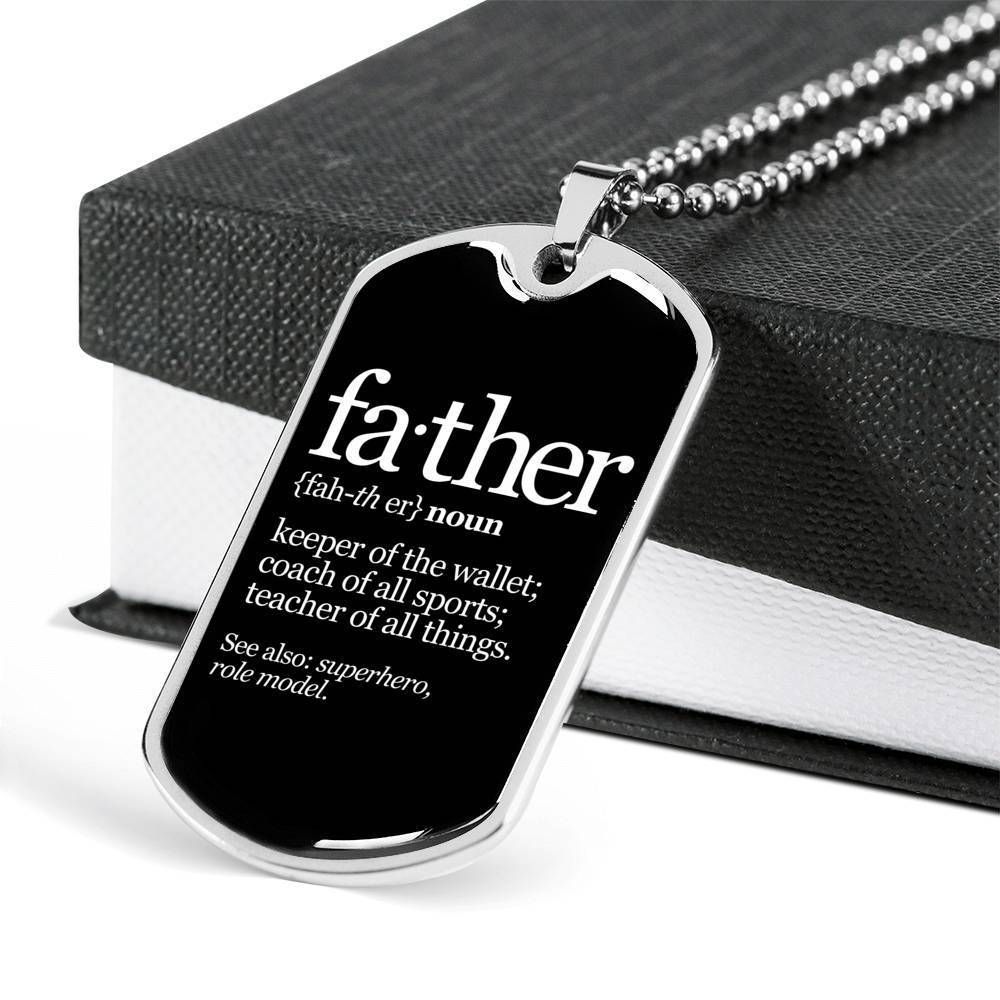 Dad Dog Tag Father's Day Gift, Custom Father Is All Dog Tag Military Chain Necklace Gift For Men Dog Tag