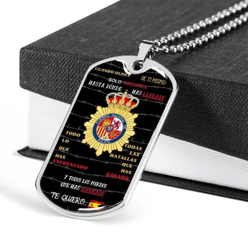 Dad Dog Tag Father's Day Gift, Custom Policia Nacional Dog Tag Military Chain Necklace For Dad Dog Tag