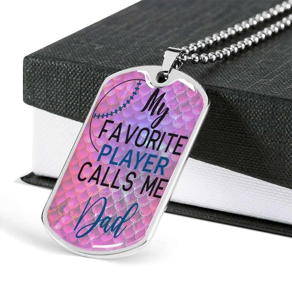 Dad Dog Tag Father's Day Gift, Favorite Player Dad Dog Tag Military Chain Necklace For Dad Dog Tag