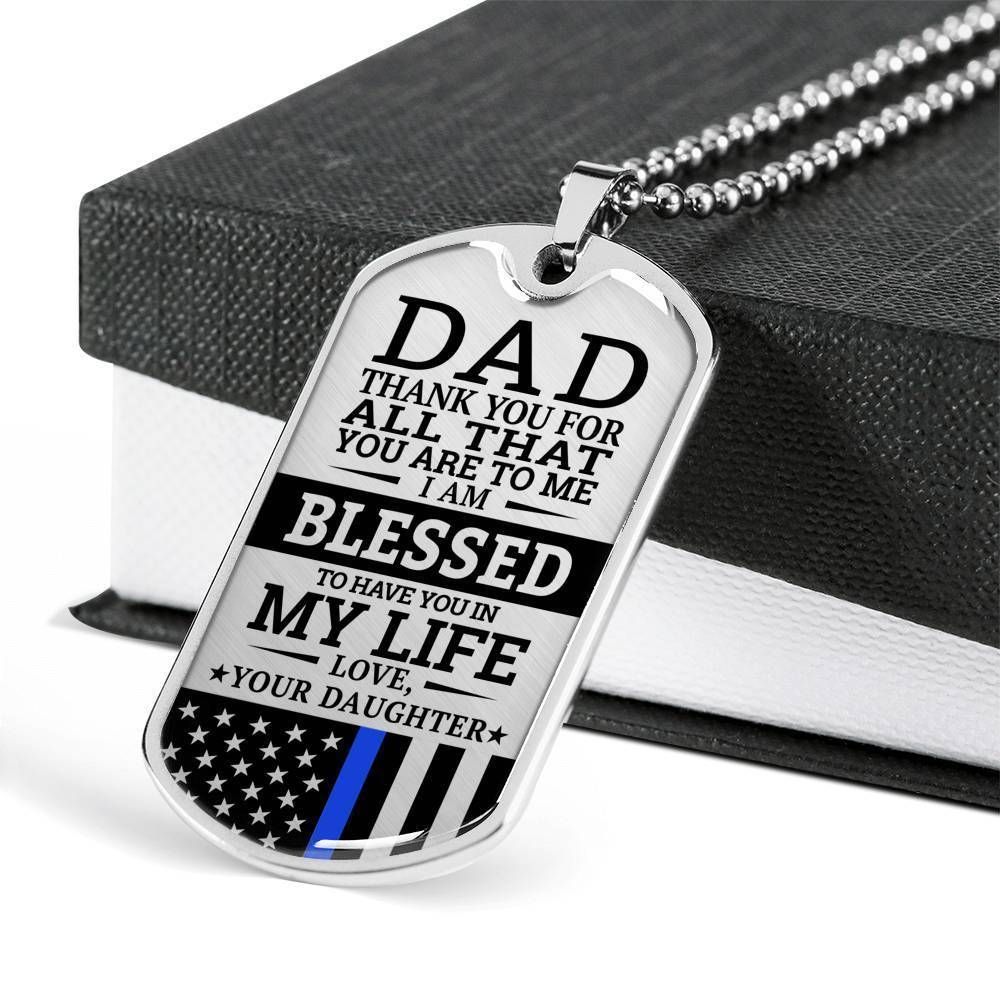 Dad Dog Tag Father's Day Gift, Gift For Dad Dog Tag Military Chain Necklace Thank You For All Dog Tag