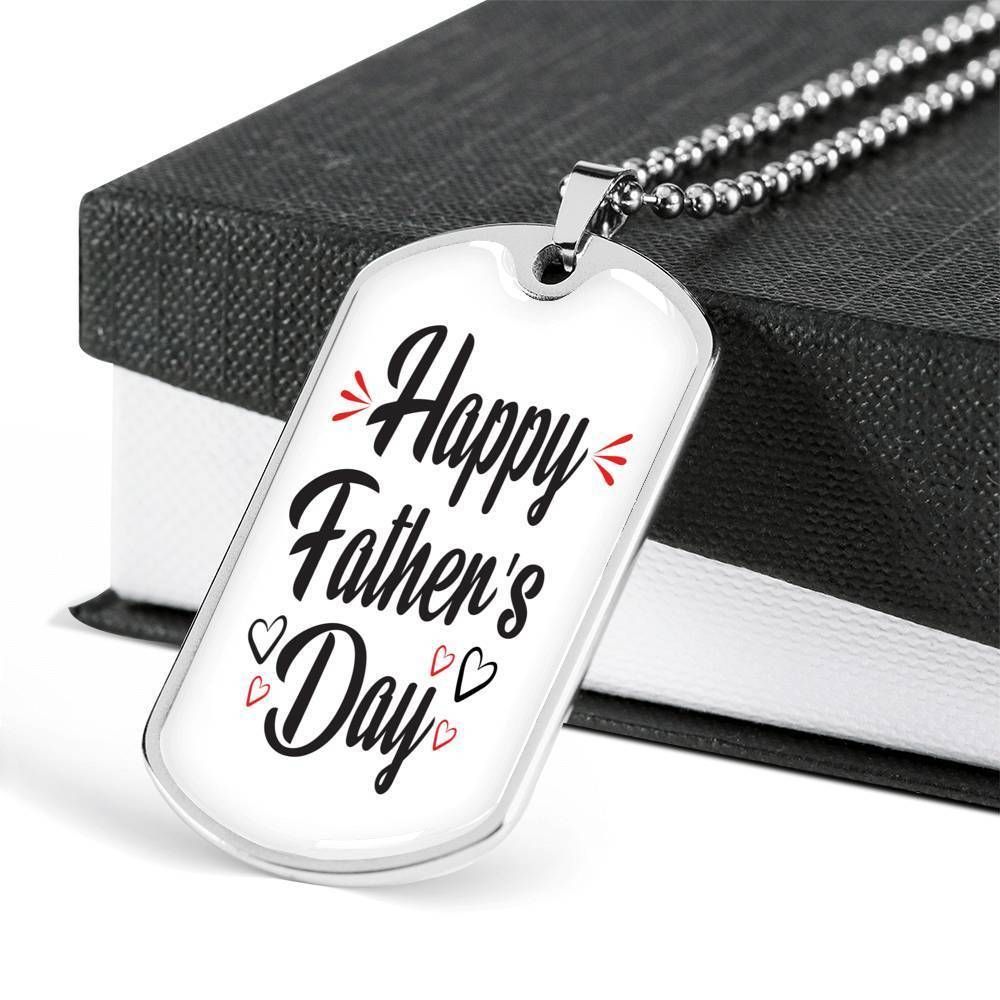 Dad Dog Tag Father's Day Gift, Happy Father's Day Dog Tag Military Chain Necklace For Dad Dog Tag-4