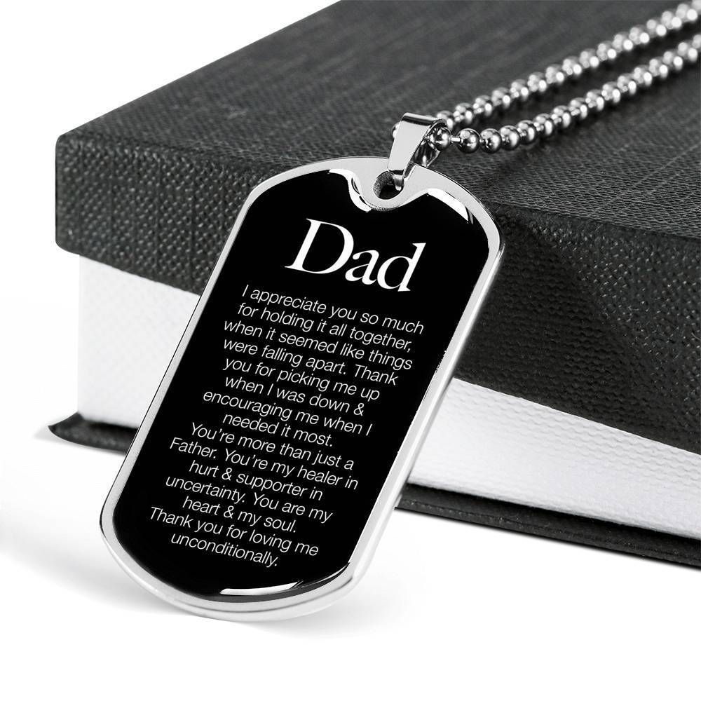 Dad Dog Tag Father's Day Gift, I Appreciate You Dog Tag Military Chain Necklace For Dad Dog Tag