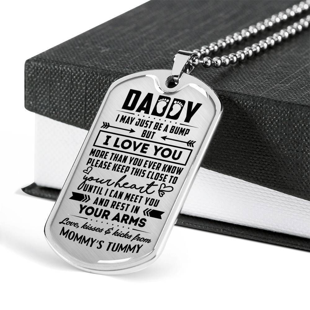 Dad Dog Tag Father's Day Gift, I May Just Be A Bump Dog Tag Military Chain Necklace Gift For Dad Dog Tag