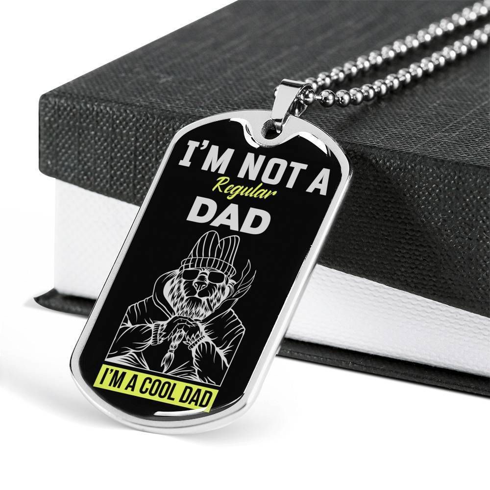 Dad Dog Tag Father's Day Gift, I'm A Cool Dad Dog Tag Military Chain Necklace For Dad Dog Tag