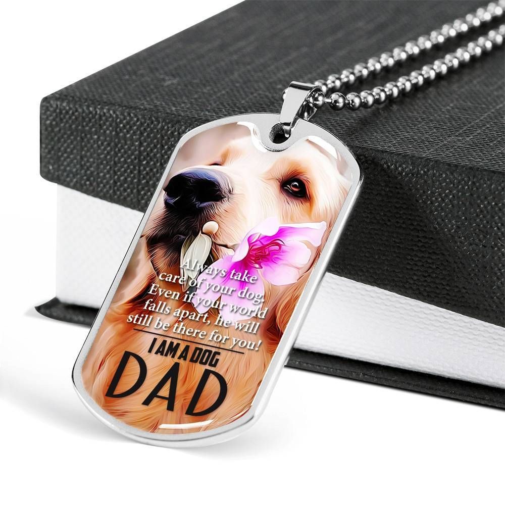 Dad Dog Tag Father's Day Gift, I'm A Dog Dad Dog Tag Military Chain Necklace Gift For Dad Dog Tag