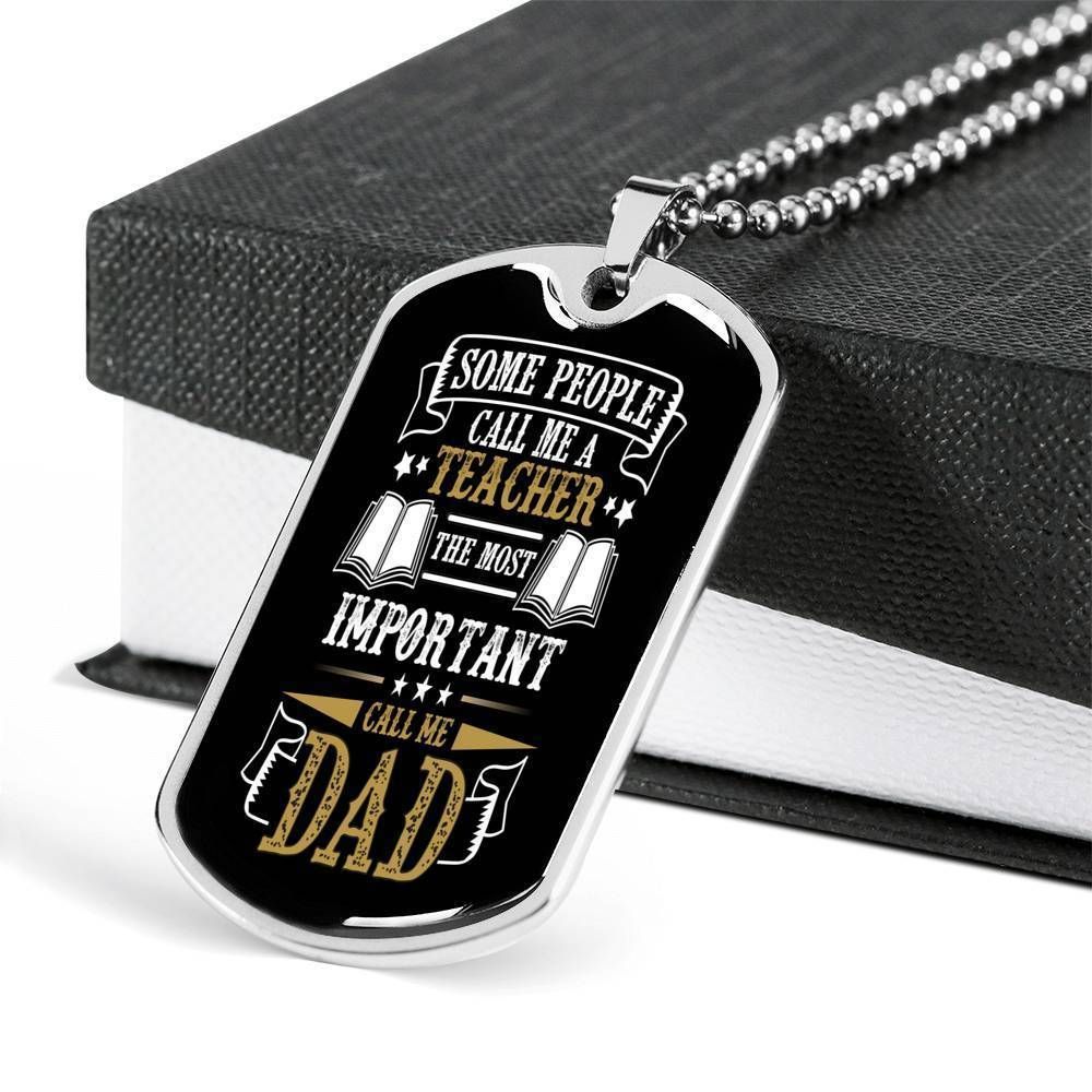 Dad Dog Tag Father's Day Gift, Important Call Me Dad Dog Tag Military Chain Necklace Gift For Dad Dog Tag