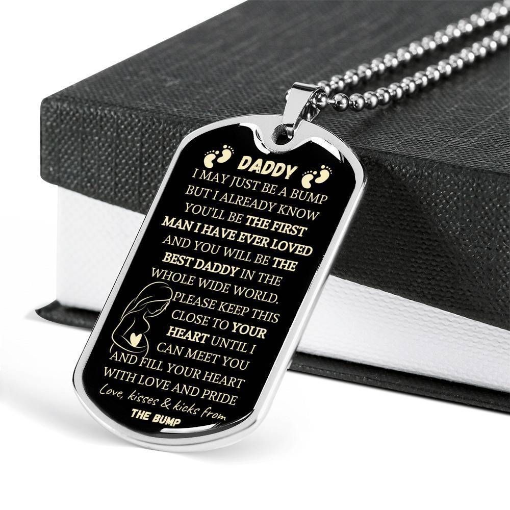 Dad Dog Tag Father's Day Gift, Keep This Close To Your Heart Dog Tag Military Chain Necklace For Daddy