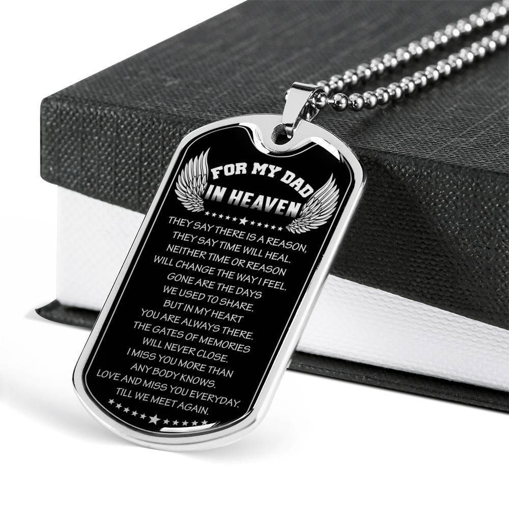 Dad Dog Tag Father's Day Gift, Love And Miss You Everyday Dog Tag Military Chain Necklace For Angel Dad