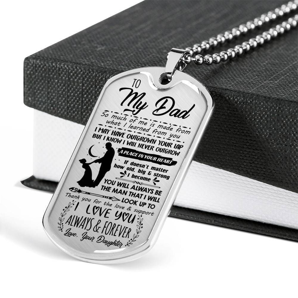 Dad Dog Tag Father's Day Gift, Love You Always And Forever Daughter Giving Dad Dog Tag Military Chain Necklace