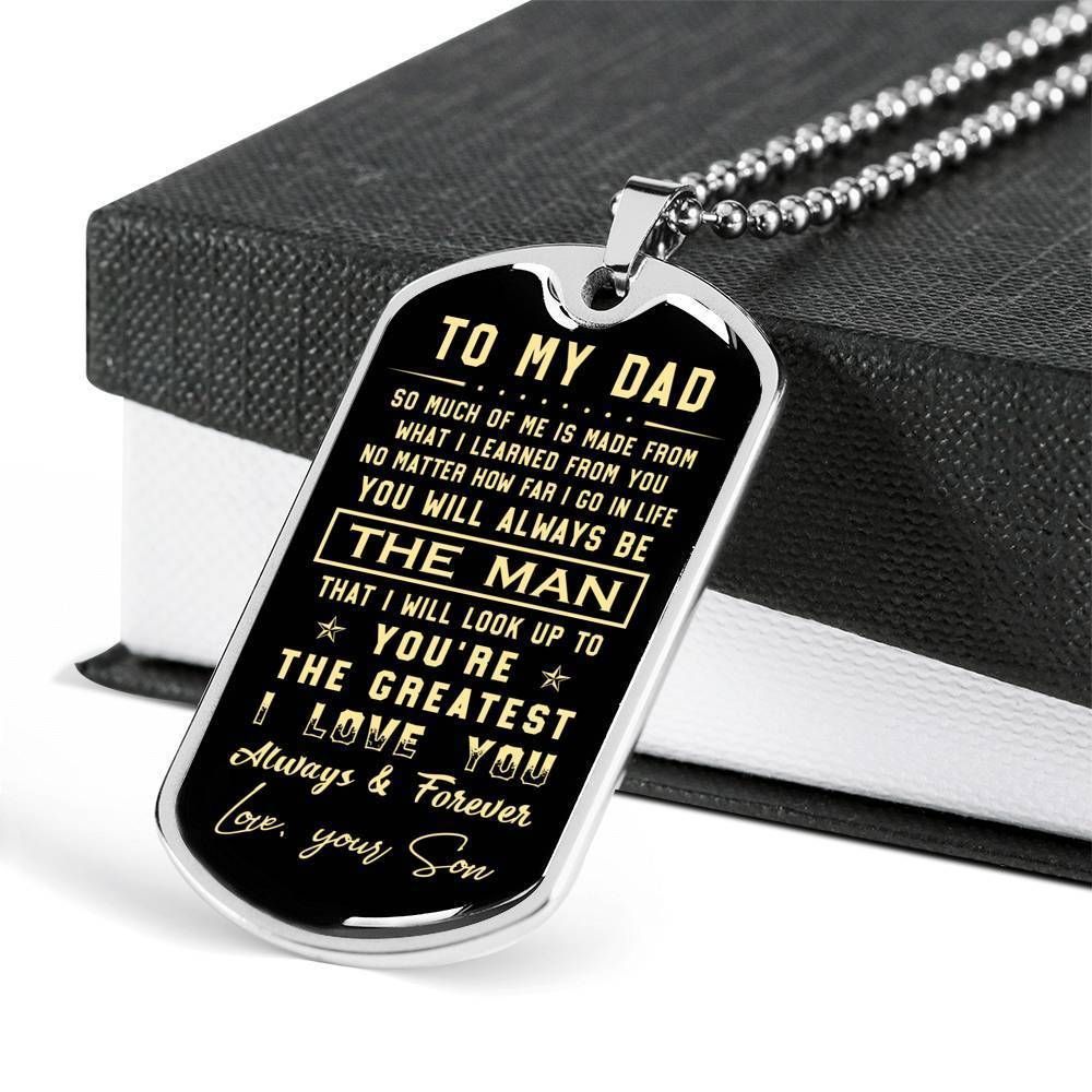 Dad Dog Tag Father's Day Gift, Love You Forever Dog Tag Military Chain Necklace Gift For Daddy