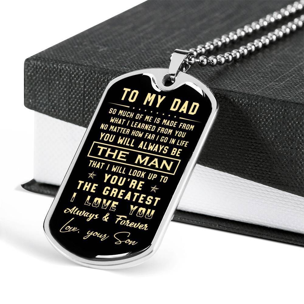 Dad Dog Tag Father's Day Gift, Love You Forever Dog Tag Military Chain Necklace Gift For Daddy Dog Tag