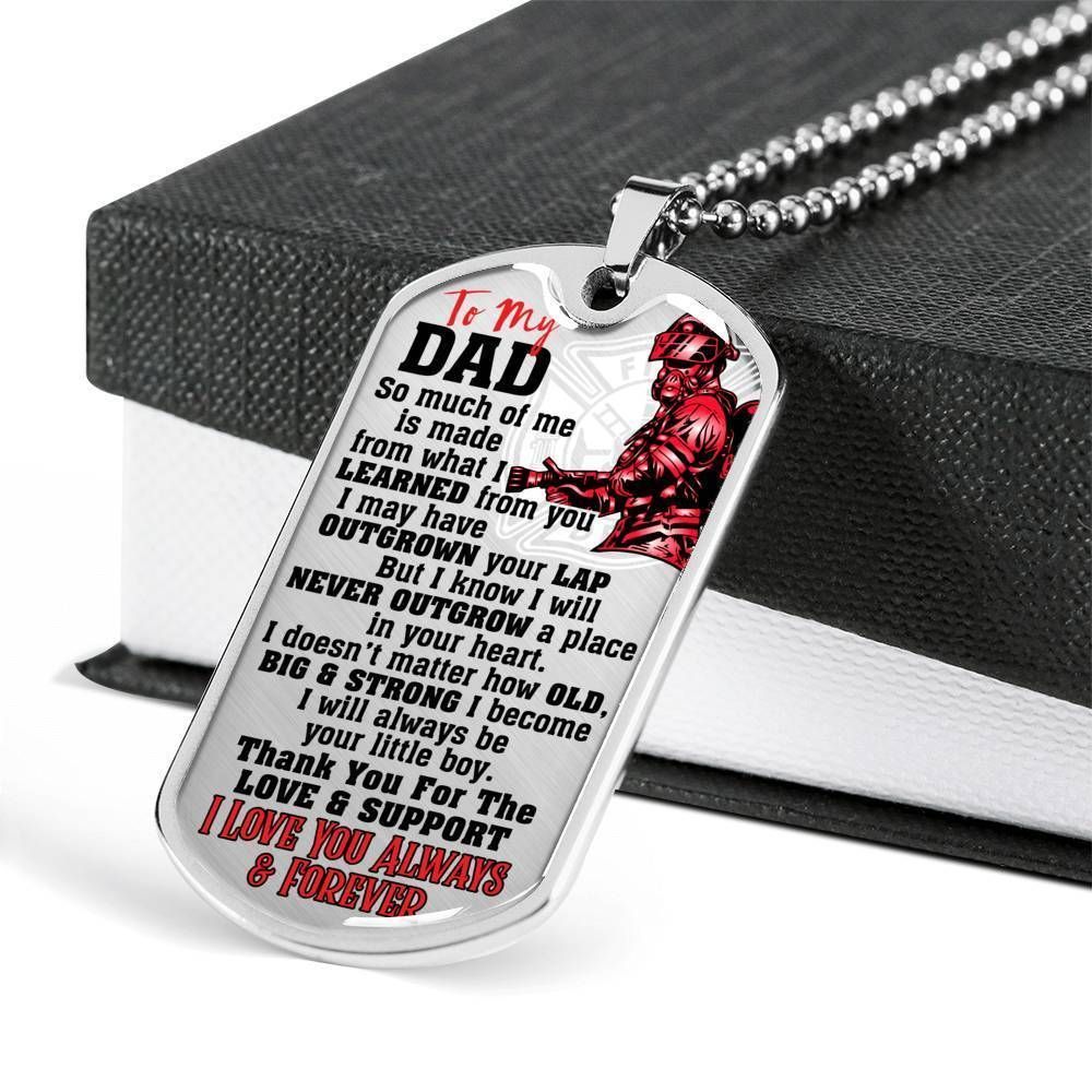 Dad Dog Tag Father's Day Gift, Meaningful Quotes Son Giving Dad Dog Tag Military Chain Necklace