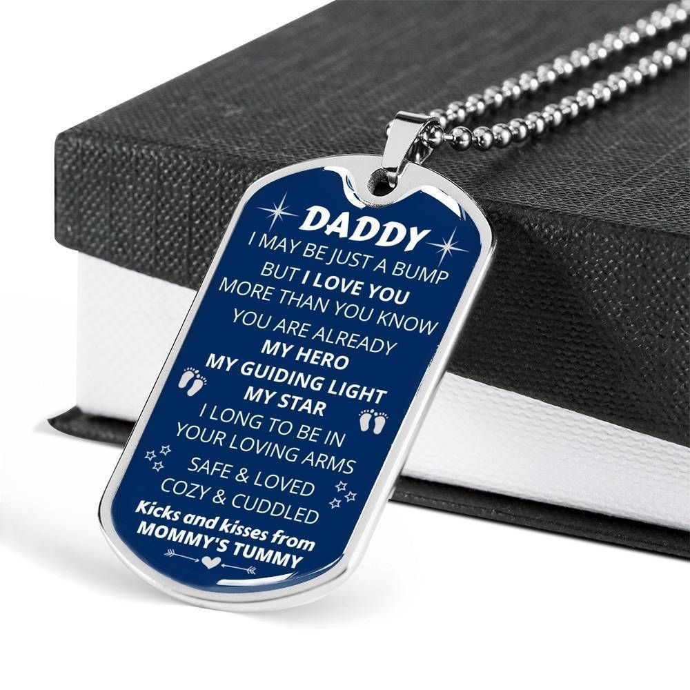 Dad Dog Tag Father's Day Gift, My Guiding Light, My Star Dog Tag Military Chain Necklace For Dad