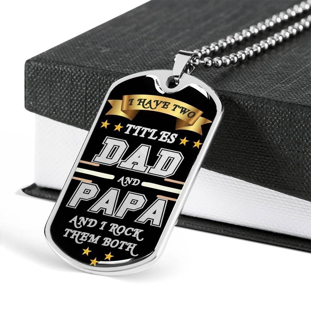 Dad Dog Tag Father's Day Gift, My Real Hero Dad And Papa Dog Tag Military Chain Necklace For Dad