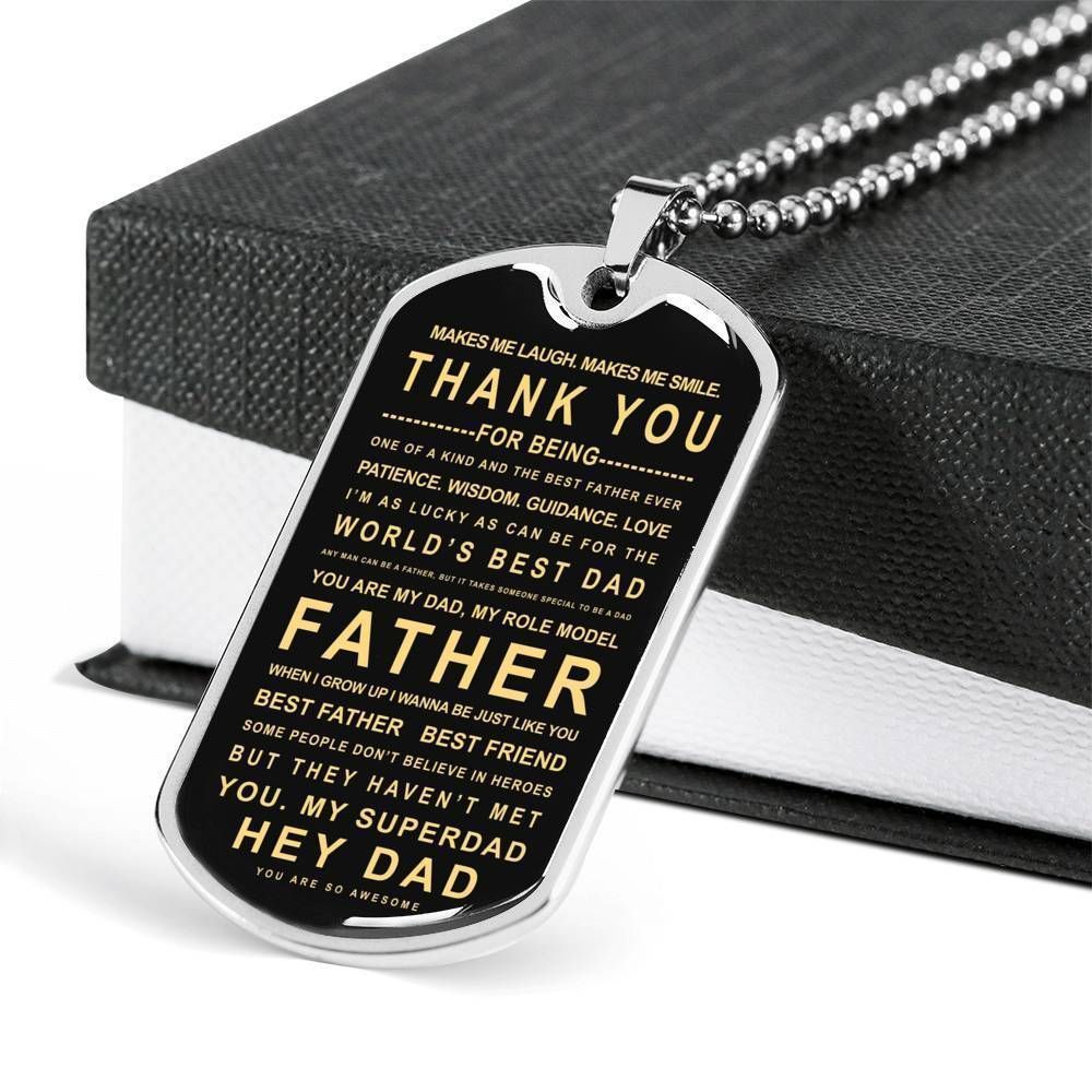 Dad Dog Tag Father's Day Gift, My Superdad Dog Tag Military Chain Necklace Gift For Daddy