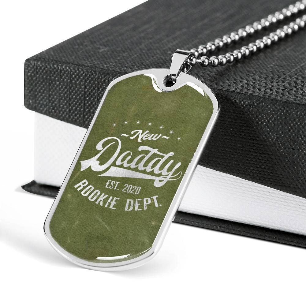 Dad Dog Tag Father's Day Gift, Olive Rookie Dept One Appreciation Dog Tag Military Chain Necklace For Dad