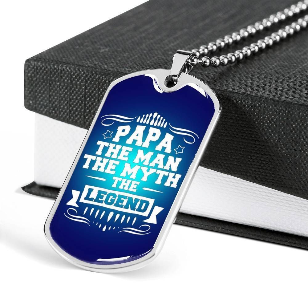 Dad Dog Tag Father's Day Gift, Papa The Man Myth Legend Dog Tag Military Chain Necklace Gift For Dad