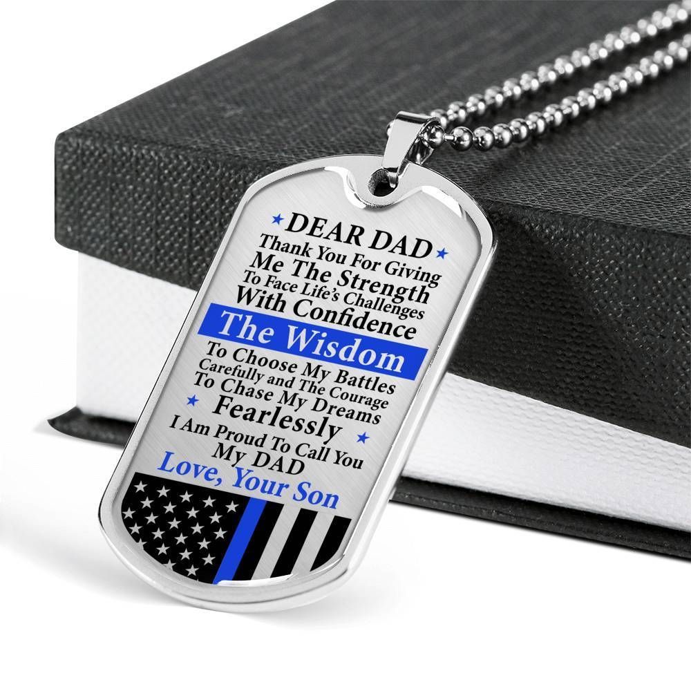 Dad Dog Tag Father's Day Gift, Police Dad Proud To Call You Dad Dog Tag Military Chain Necklace Gift For Dad
