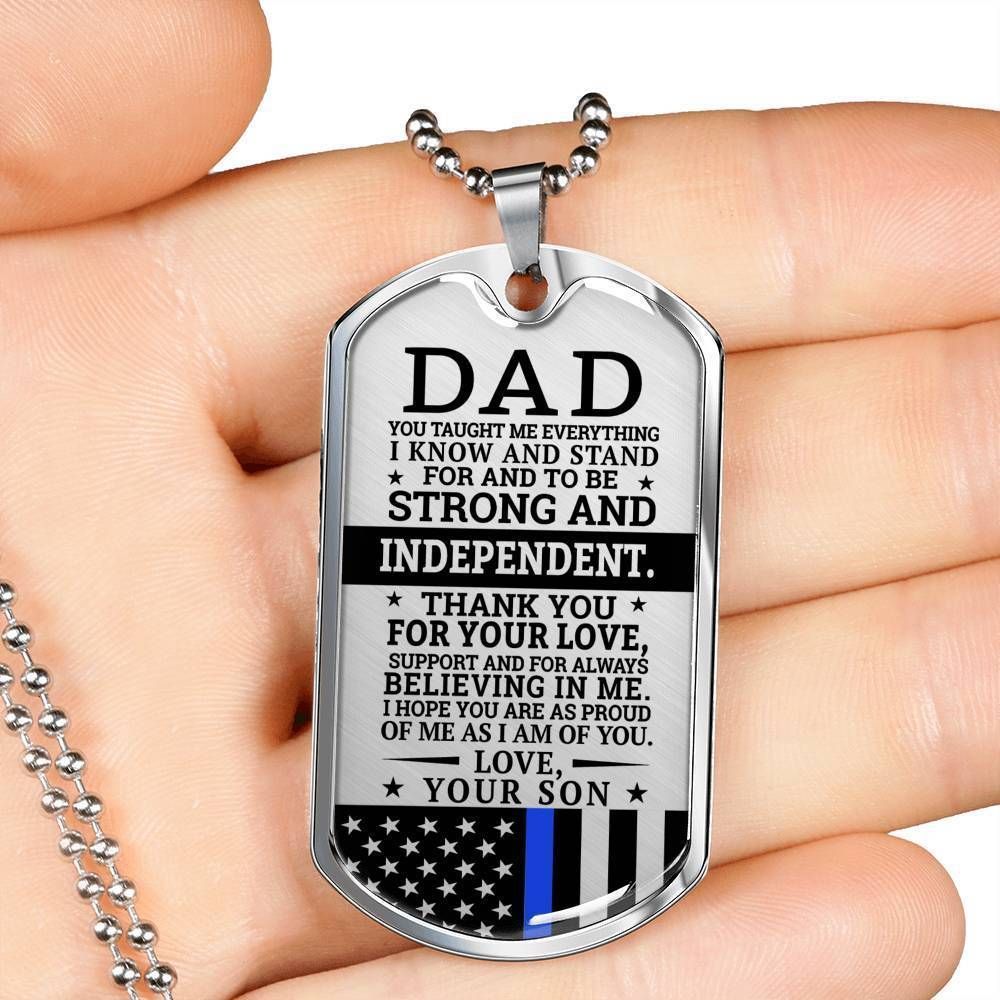 Dad Dog Tag Father's Day Gift, Present For Dad Dog Tag Military Chain Necklace Thank For Your Love Dog Tag