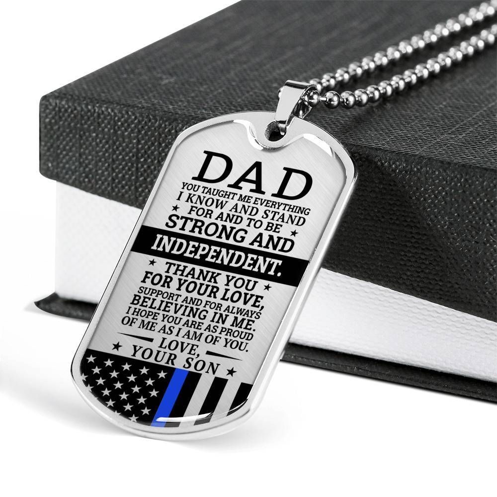 Dad Dog Tag Father's Day Gift, Present For Dad Silver Dog Tag Military Chain Necklace Thank For Your Love