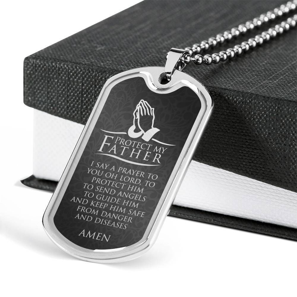 Dad Dog Tag Father's Day Gift, Protect My Father- Dog Tag Military Chain Necklace
