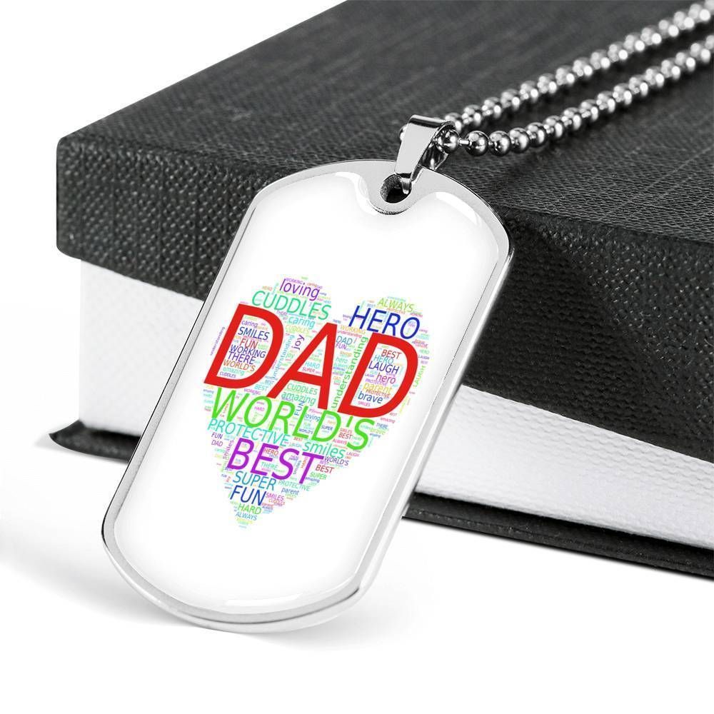 Dad Dog Tag Father's Day Gift, Something About Dad Dog Tag Military Chain Necklace Gift For Daddy Dog Tag