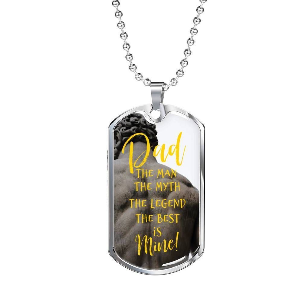 Dad Dog Tag Father's Day Gift, Son Dog Tag, The Man Myth Legend Dog Tag Military Chain Necklace Gift For Daddy