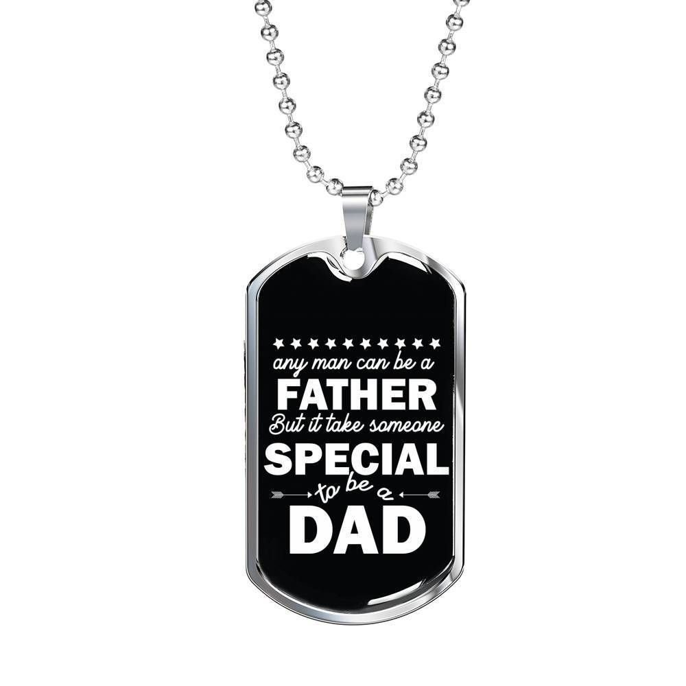 Dad Dog Tag Father's Day Gift, Special To Be A Dad Black Dog Tag Military Chain Necklace For Dad
