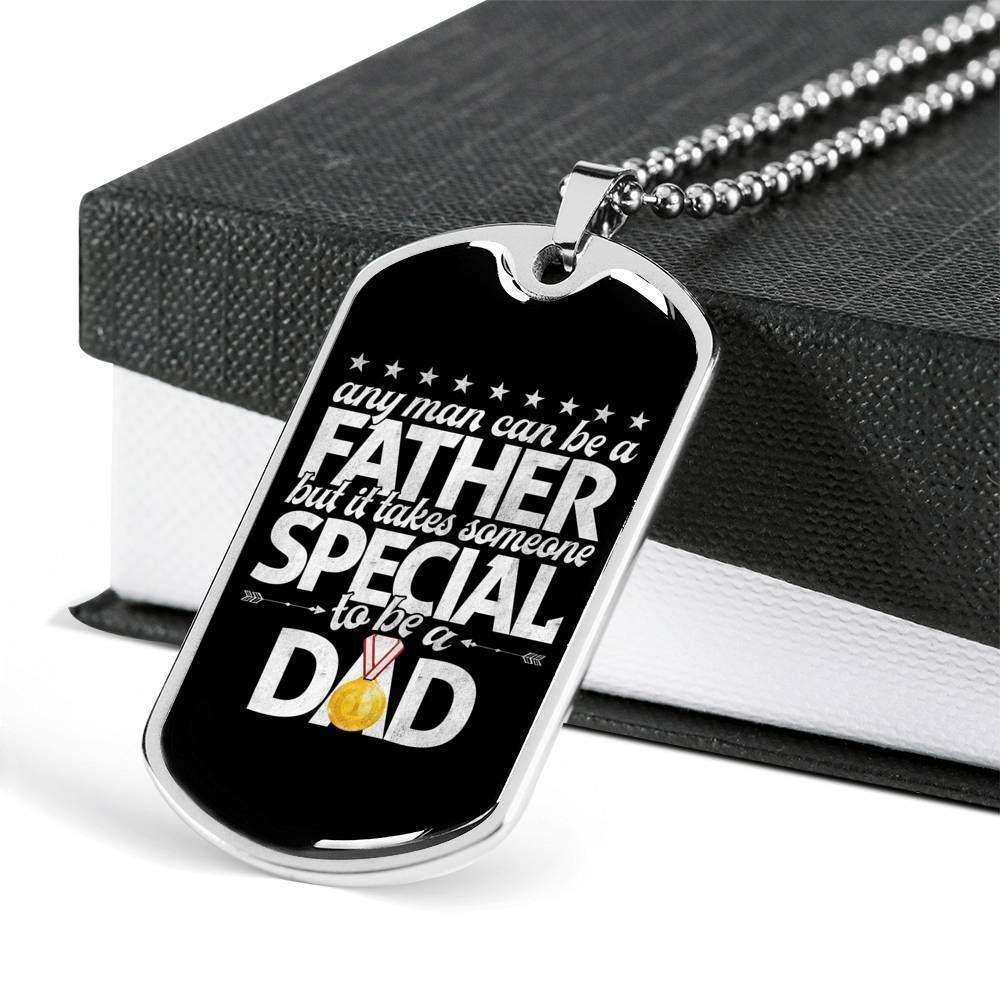 Dad Dog Tag Father's Day Gift, Special To Be A Dad Dog Tag Military Chain Necklace For Dad