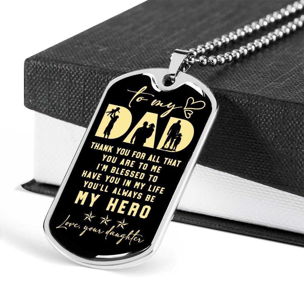 Dad Dog Tag Father's Day Gift, Thank For All You Are Dog Tag Military Chain Necklace Gift For Daddy