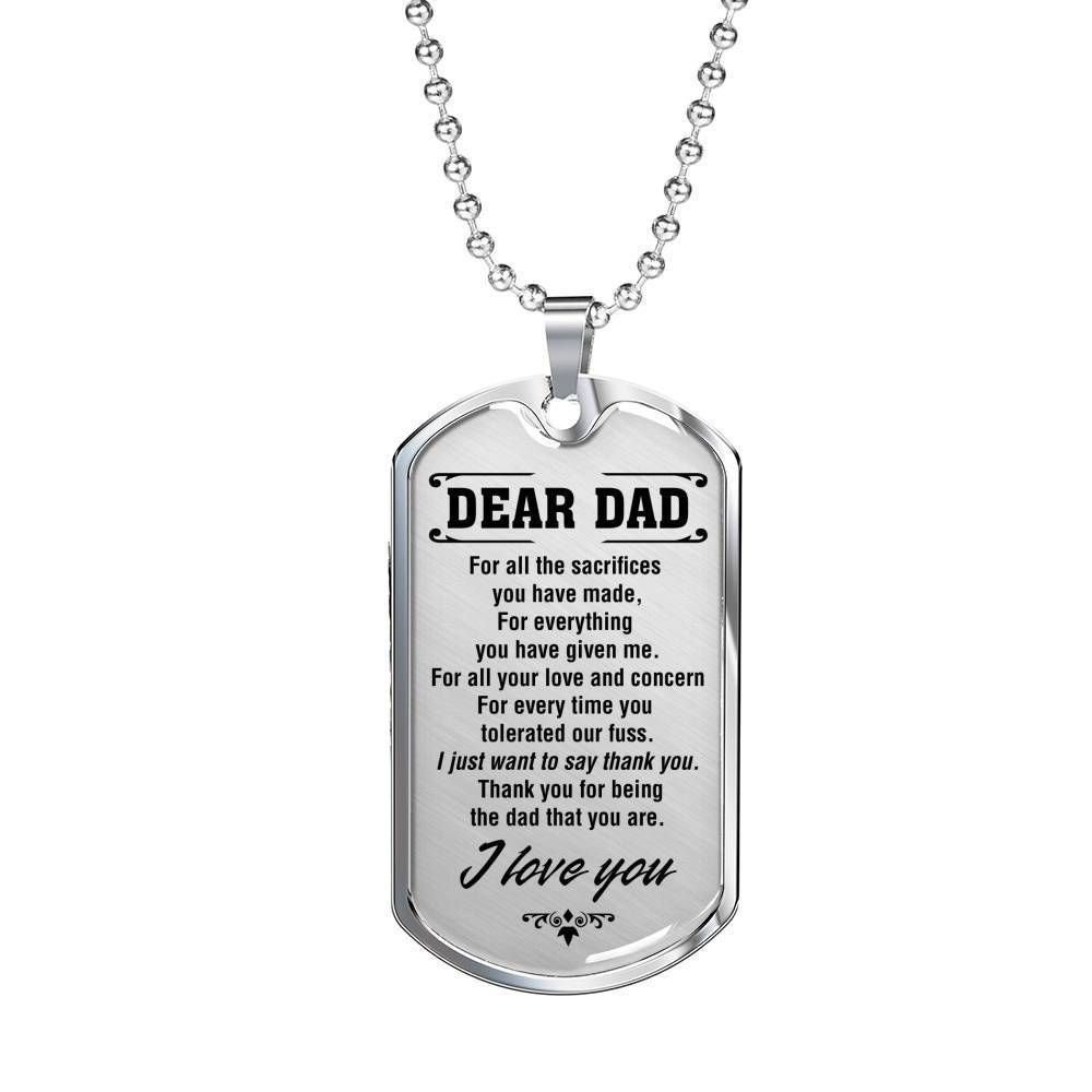 Dad Dog Tag Father's Day Gift, Thank For Being The Dad That You Are Dog Tag Military Chain Necklace Gift For Dad