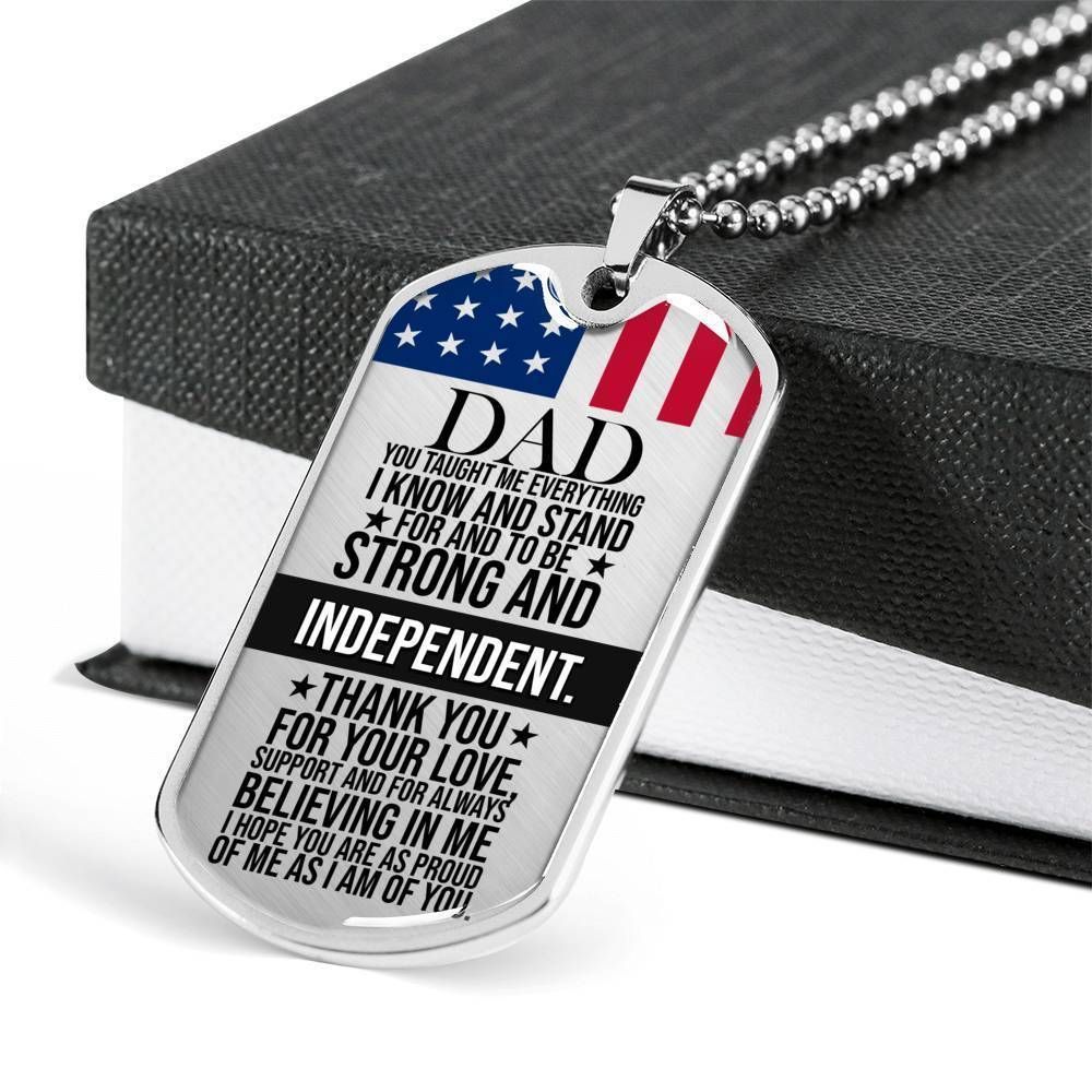 Dad Dog Tag Father's Day Gift, Thank For Your Love Dog Tag Military Chain Necklace Gift For Dad