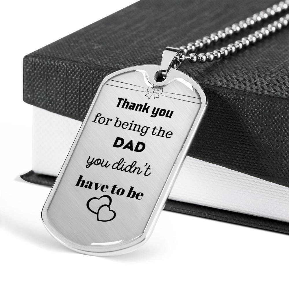 Dad Dog Tag Father's Day Gift, Thank You Dog Tag Military Chain Necklace Gift For Daddy Dog Tag