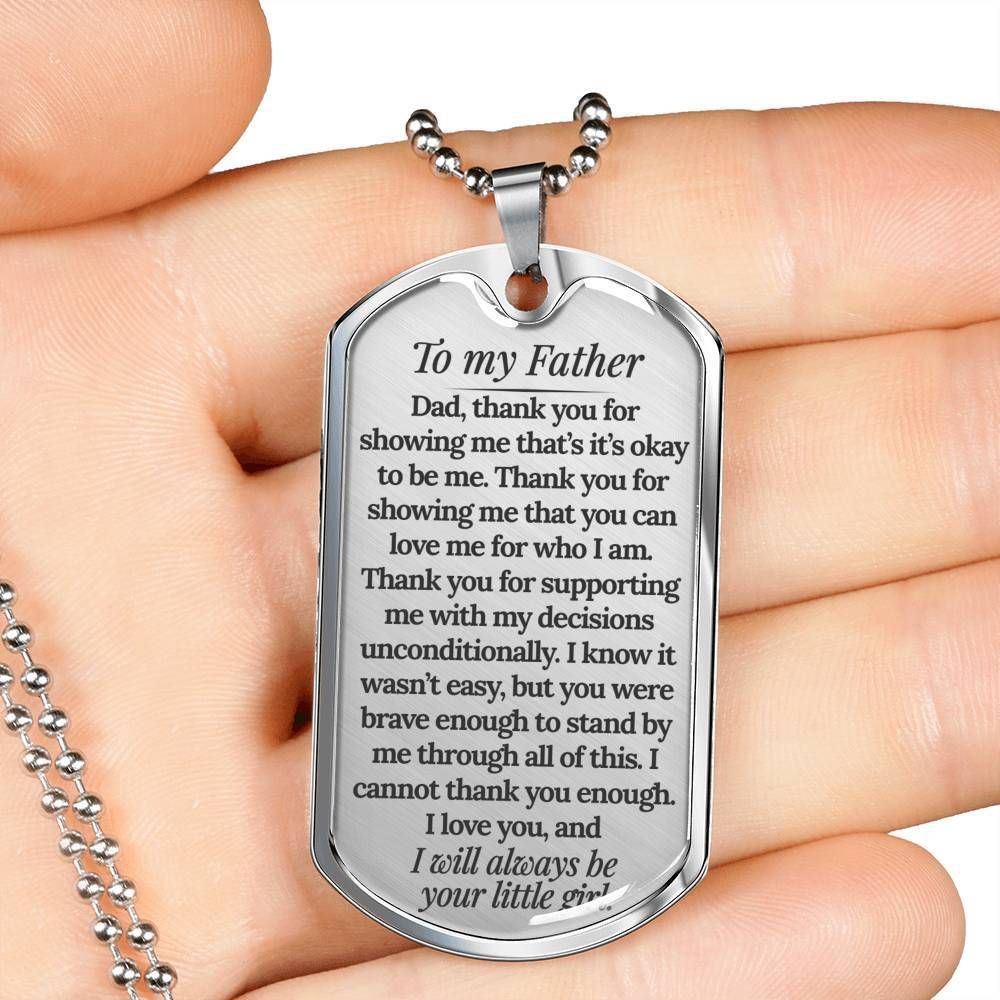 Dad Dog Tag Father's Day Gift, Thank You For Supporting Me Dog Tag Military Chain Necklace For Father